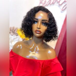 Romantic Deep Water Wave Black Curly Lace Wig
